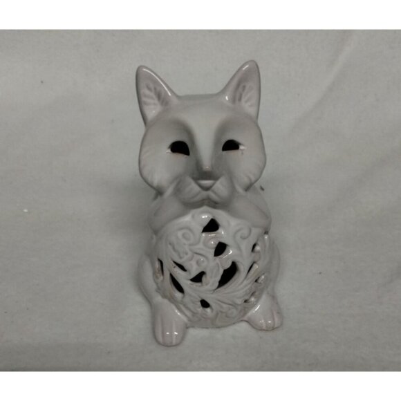 Ceramic Cat Candle Holder, Decorative Cutout Accent, Home Decor, Gray - Picture 5 of 11